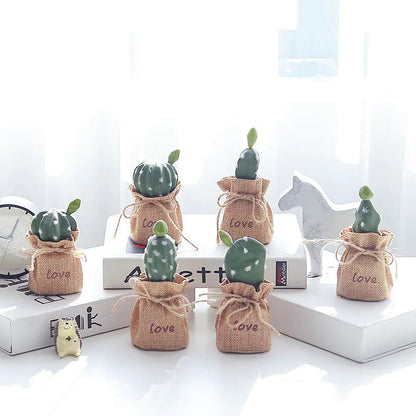 Mini Planta de Cactus en Maceta - Decoración Artificial para Escritorio Esencia Hogar