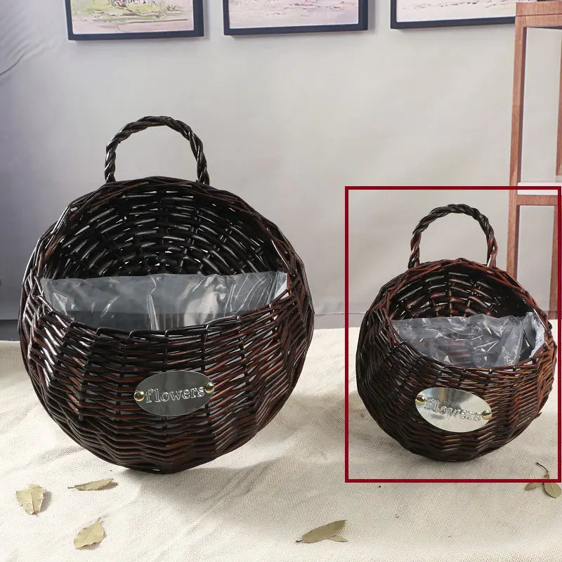 Cesta de Mimbre Montada en la Pared para Decoración de Macetas Esencia Hogar