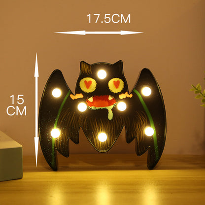 Decoración de Luces de Cuerda de Calabaza y Murciélago LED para Halloween Esencia Hogar