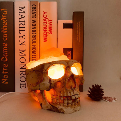 Lámpara de Roca de Resina de Calavera - Luz Nocturna de Decoración de Hogar para Halloween Esencia Hogar