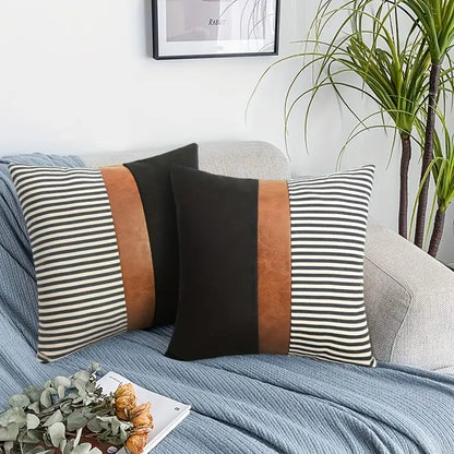 Boho Chic Faux Leather Pillow Cover Esencia Hogar