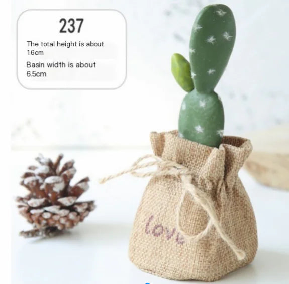 Mini Planta de Cactus en Maceta - Decoración Artificial para Escritorio Esencia Hogar