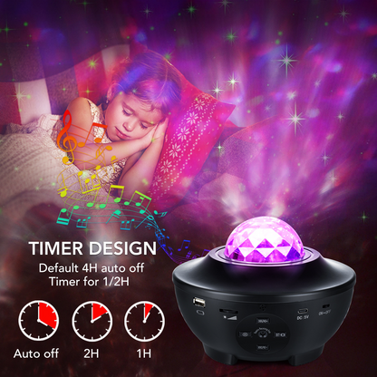 Proyector Galaxy Negro con Luz de Cielo Estrellado 360° Esencia Hogar