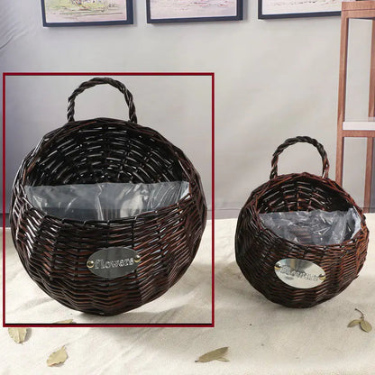 Cesta de Mimbre Montada en la Pared para Decoración de Macetas Esencia Hogar