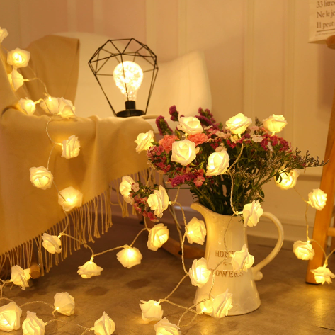 Luces de Cuerda de Flores de Rosa LED Esencia Hogar