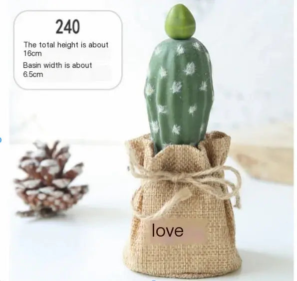 Mini Planta de Cactus en Maceta - Decoración Artificial para Escritorio Esencia Hogar