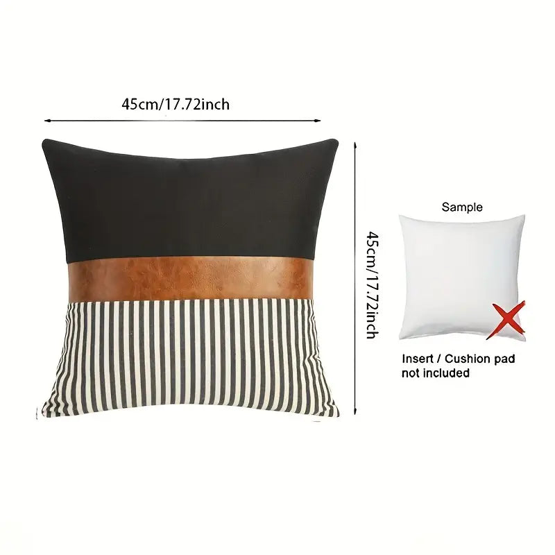 Boho Chic Faux Leather Pillow Cover Esencia Hogar