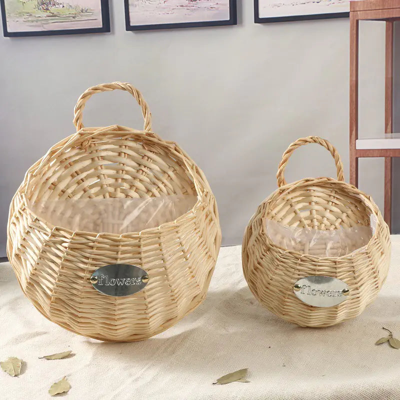 Cesta de Mimbre Montada en la Pared para Decoración de Macetas Esencia Hogar