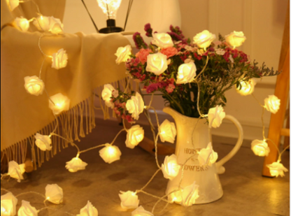 Luces de Cuerda de Flores de Rosa LED Esencia Hogar