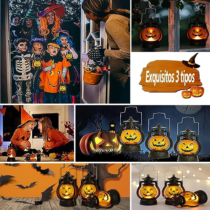 Lámpara de Aceite Portátil de Calabaza y Calavera para Decoración de Halloween Esencia Hogar