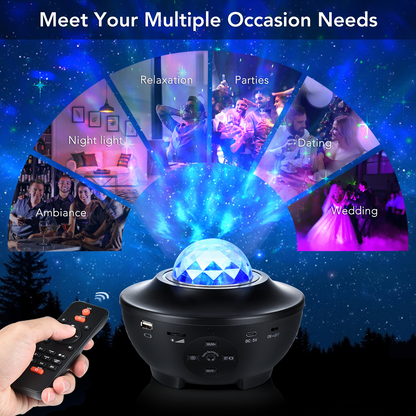 Proyector Galaxy Negro con Luz de Cielo Estrellado 360° Esencia Hogar
