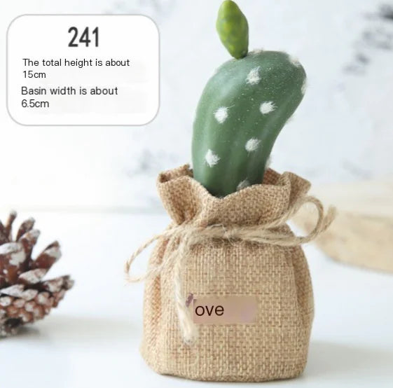 Mini Planta de Cactus en Maceta - Decoración Artificial para Escritorio Esencia Hogar