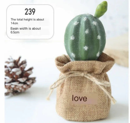 Mini Planta de Cactus en Maceta - Decoración Artificial para Escritorio Esencia Hogar