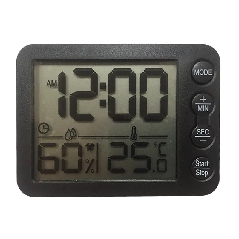 Reloj despertador digital grande con pantalla LCD y medición de temperatura y humedad interior