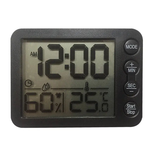 Reloj despertador digital grande con pantalla LCD y medición de temperatura y humedad interior