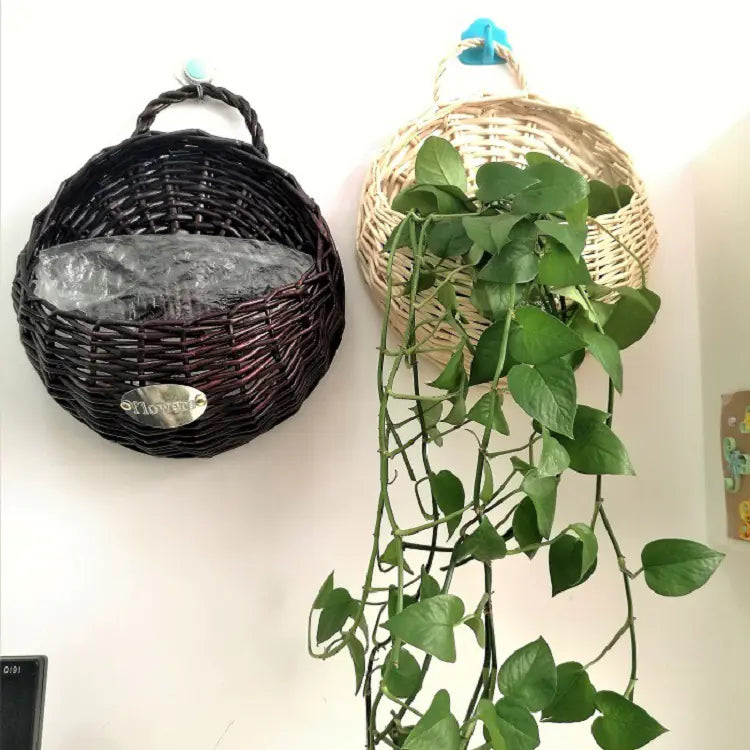 Cesta de Mimbre Montada en la Pared para Decoración de Macetas Esencia Hogar