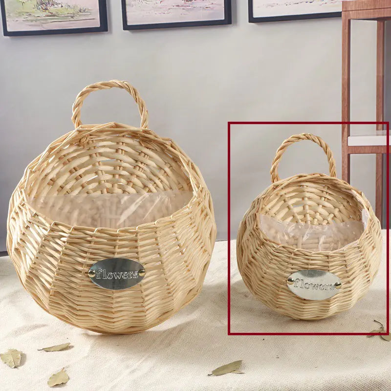 Cesta de Mimbre Montada en la Pared para Decoración de Macetas Esencia Hogar