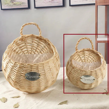 Cesta de Mimbre Montada en la Pared para Decoración de Macetas Esencia Hogar