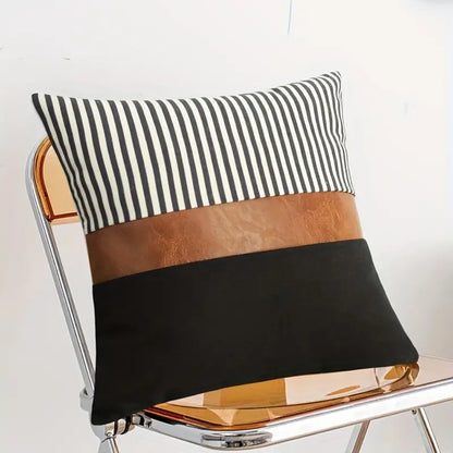 Boho Chic Faux Leather Pillow Cover Esencia Hogar