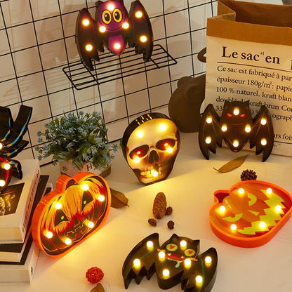 Decoración de Luces de Cuerda de Calabaza y Murciélago LED para Halloween Esencia Hogar