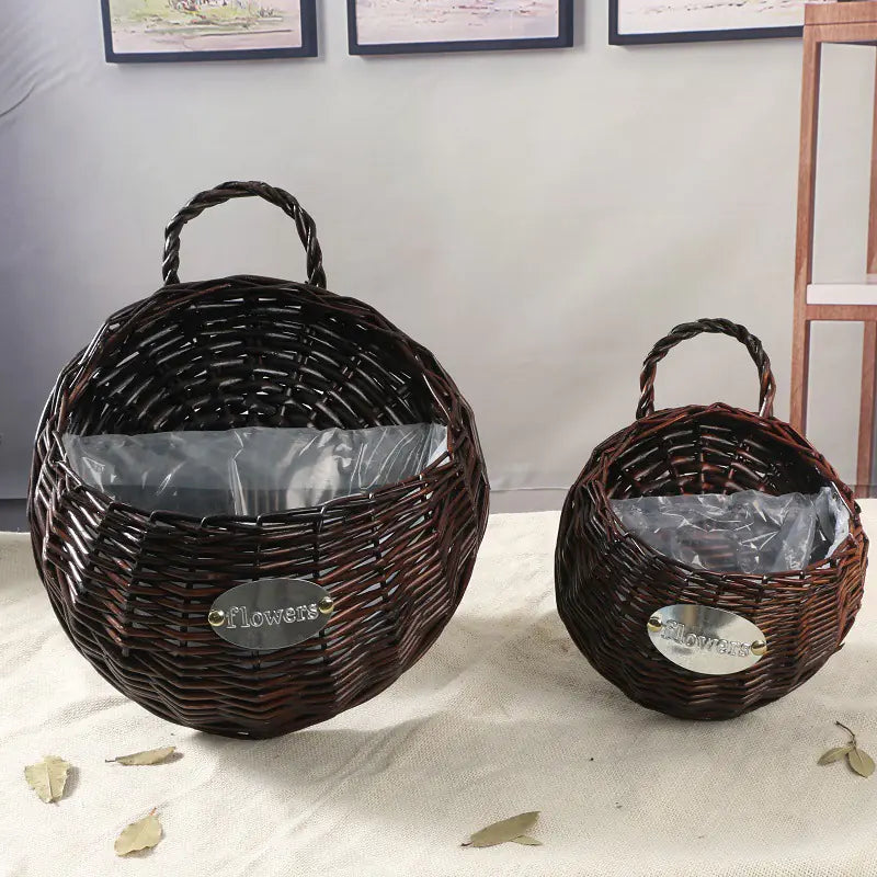 Cesta de Mimbre Montada en la Pared para Decoración de Macetas Esencia Hogar