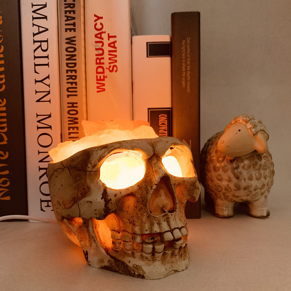 Lámpara de Roca de Resina de Calavera - Luz Nocturna de Decoración de Hogar para Halloween Esencia Hogar
