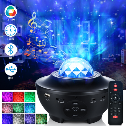 Proyector Galaxy Negro con Luz de Cielo Estrellado 360° Esencia Hogar