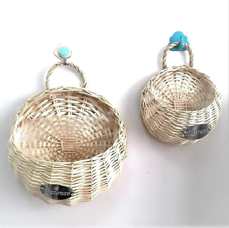 Cesta de Mimbre Montada en la Pared para Decoración de Macetas Esencia Hogar