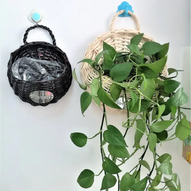 Cesta de Mimbre Montada en la Pared para Decoración de Macetas Esencia Hogar
