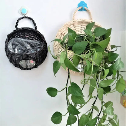 Cesta de Mimbre Montada en la Pared para Decoración de Macetas Esencia Hogar
